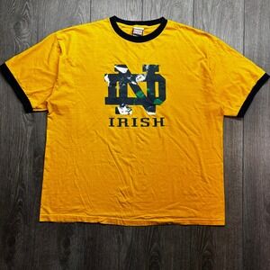 Vintage Notre Dame XXL Fighting Irish Ringer T-Shirt Yellow Foot Locker Mens